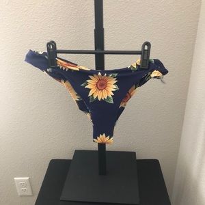 Navy and sunflower cheeky swim bottoms